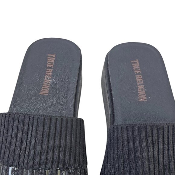 True Religion Womens Jann Slip On Mules, Black, Fabric, Platform, Size 8 - Picture 6 of 8